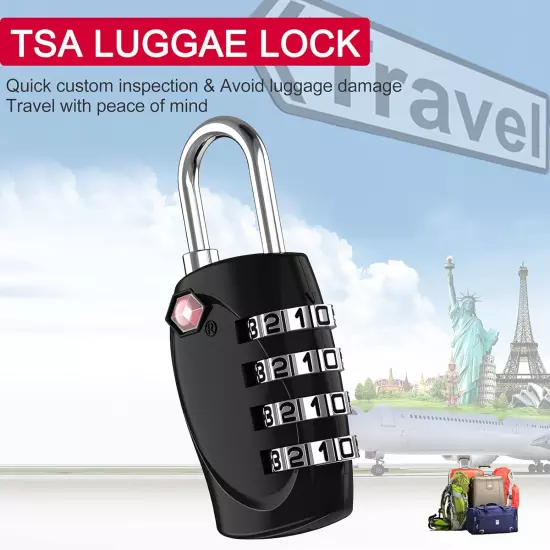 Luggage Locks TSA Approved, 4 Digit Small Combination Padlocks for , Zipper Lock