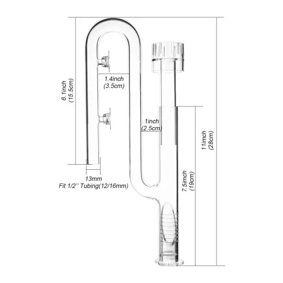 Aquatic Glass Lily Pipe Inflow with Surface Skimmer for Aquarium Filter Tubing