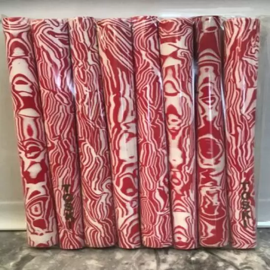 8-Pak Toski Target World's Ultra Lightest Putter Grips 0.6 oz Red & White Swirls