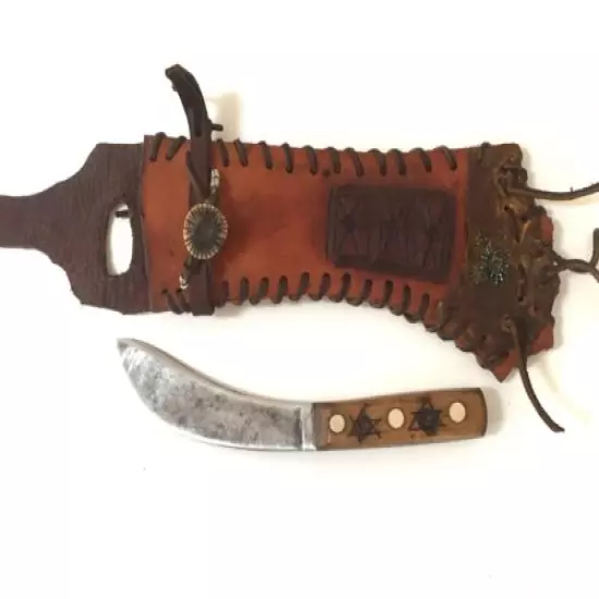 Mountain Man Custom Skinner Knife with Beaded Leather Sheath