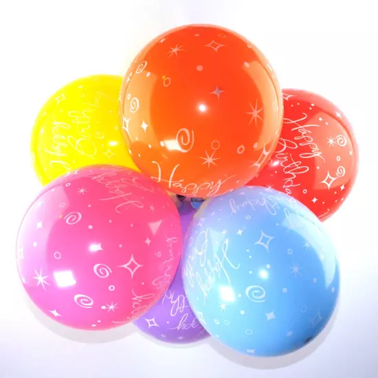 Happy Birthday Multicolour 12-inch Latex Party Balloons Pack of 10 (Design 20)