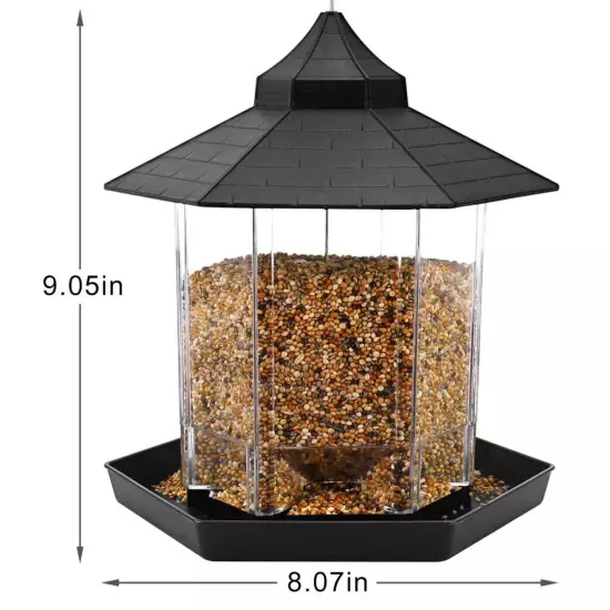 Hanging Wild Bird Feeder Waterproof Gazebo Outdoor Container With Hang Rope Feed