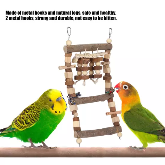 Bird Ladder Bridge Swing Chewing Toys Natural Logs Cage Accessories F AD5