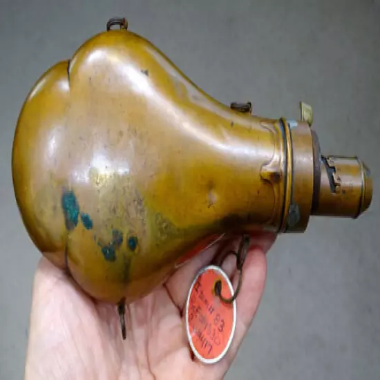 ANTIQUE James Dixon CIVIL WAR ERA / HUNTING Brass Copper BLACK POWDER FLASK Horn