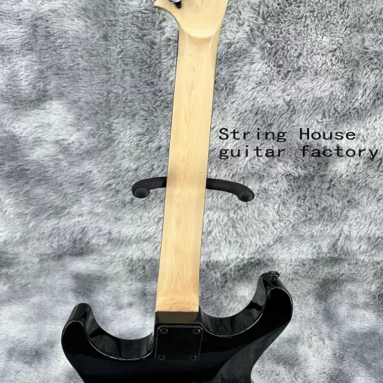 Custom Solid Black ST Electric Guitar Black Fretboard Basswood Body Fast Ship