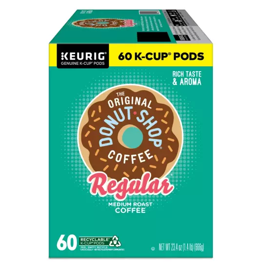 New The Original Donut Shop, Roast K-Cup Coffee Pods, 60 Count Regular Medium