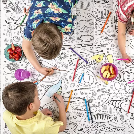 EggNogg Colour In Giant Poster / Tablecloth ~ Childrens Party Unicorns Dinosaurs