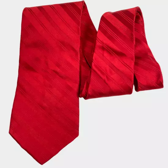 Croft & Barrow Red Striped Repp Regimental Silk Necktie Tie Men's 3.5" x 58"