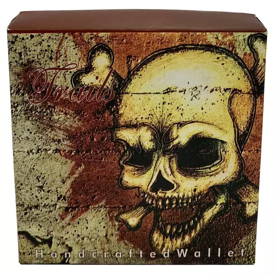 Skull & Crossbones Men's Wallet Bi-Fold Faux Leather 6 Credit Card Slots & Flap