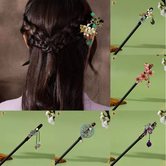 Womens Flower Wooden Chopsticks Hair Hairpin Hair Stick Chinese Style Retro❥