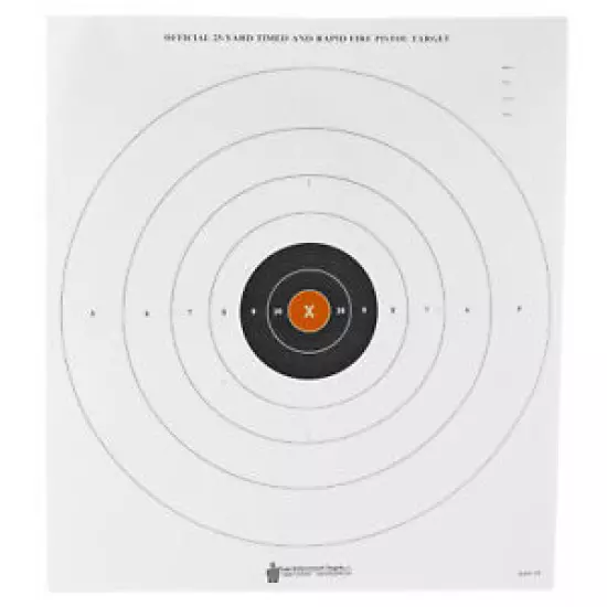 Action Target B-8 25 Yard Timed & Rapid Fire Target Black Orange Center 100 Box