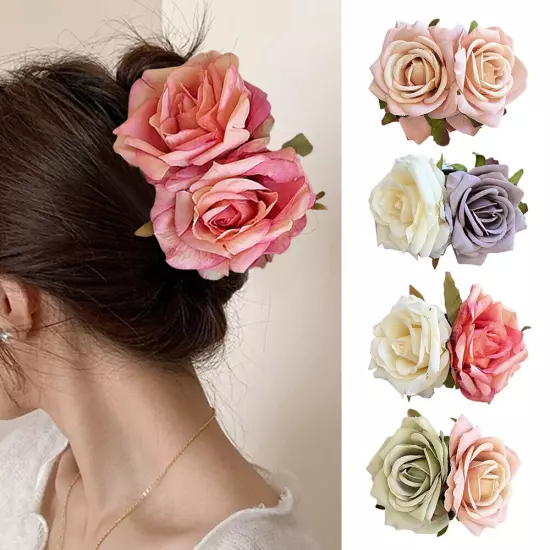 Simulation Flower Rose Hair Claw Headdress Hair Clip Claw Clamp Wedding *