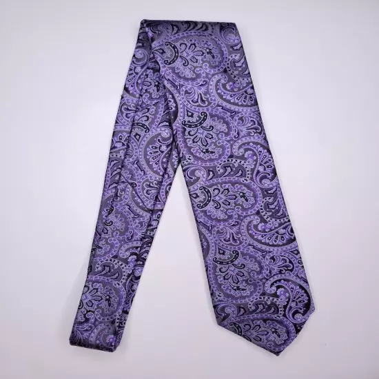 Geoffrey Beene Mens Formal Necktie 58"Lx3.25"W Purple/Black Neck Tie