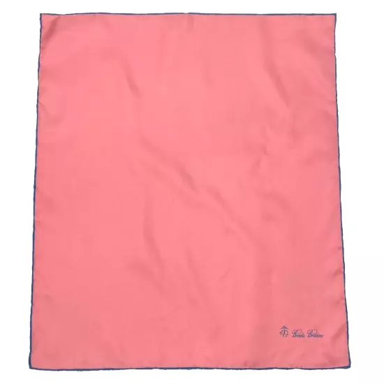 Brooks Brothers Pink Pocket Square Handkerchief Hanky 100% Silk 17x17" blue trim