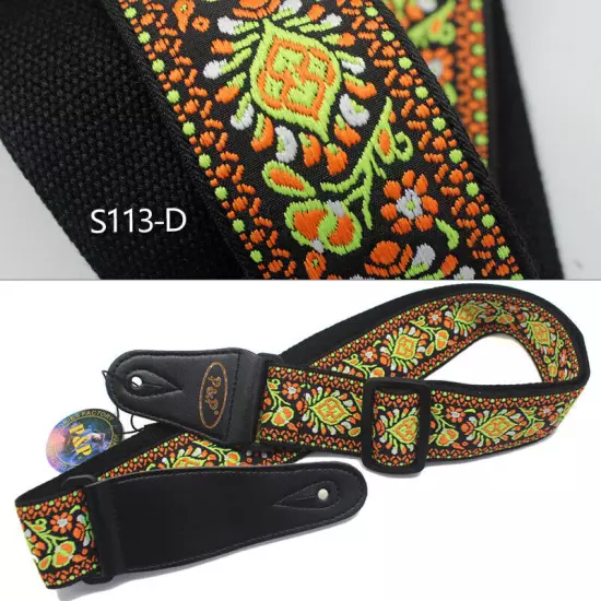 Embroidery Bohemian Cotton Electric Acoustic Guitar Belt Adjustable Soft Strap 