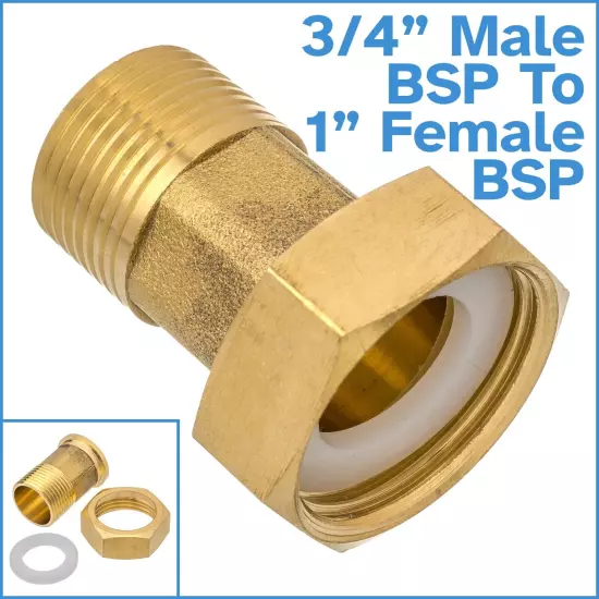 Brass 3/4" BSP Male To 1" Inch BSP Female 38mm Water Meter Coupler Pipe Fitting