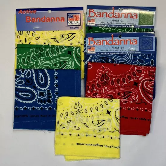 Bandanna Mix Lot Of 17 Paisley Colors Cotton Carolina Hav-A-Hank & Hobby Lobby