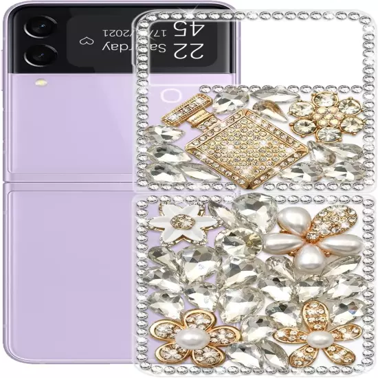 Omio for Samsung Galaxy Z Flip 3 5G Case, 3D Handmade Sparkle Stunning Stones C