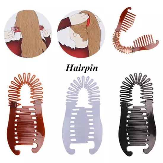 Interlocking Banana Combs Stretch Flexible Hair Combs Clips Ponytail9 F0N0