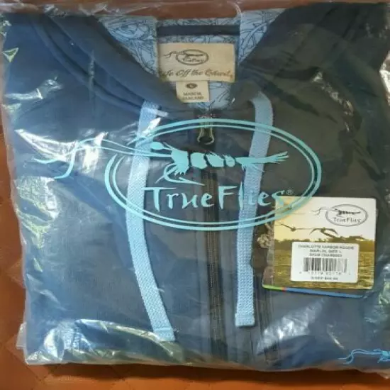 True Flies Trueflies Charlotte Harbor Zip Hoodie Marlin Blue L XL 2XL Blue NWT