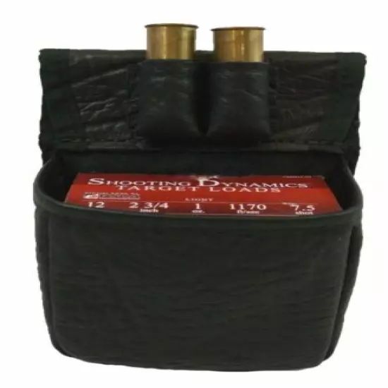 Genuine CAPE BUFFALO HIDE SHOTGUN SHELL SKEET / TRAP SHOOTING POUCH - BLACK