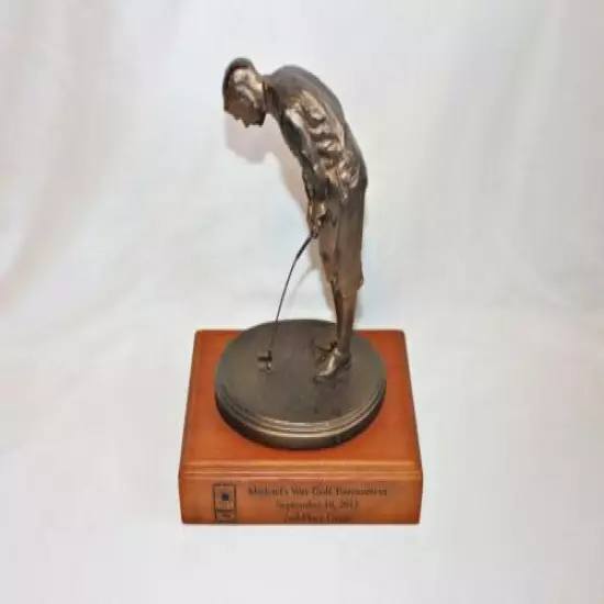 2012 Michael's Way Golf Tournament Trophy Vtg Bronzed Golfer Prize Possessions-P