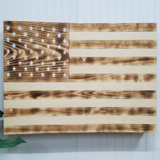 BURNT AMERICAN FLAG CONCEALMENT COMPARTMENT CABINET HIDDEN GUN STORAGE BOX CASE