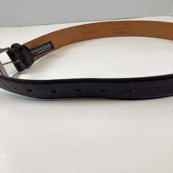 Brighton Italian Embossed Calfskin Saddle Leather Belt Black Ladies 28 40703