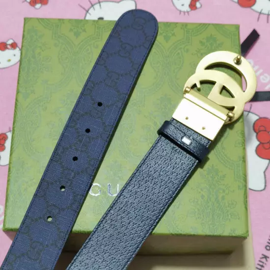 GUCCI GG Supreme Double G Buckle Leather Belt