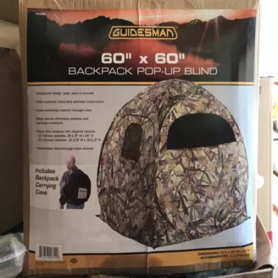 Guidesman Pop-up Hunting Blind Fit 1-2 Hunter Backpack Carrying Case 60”x60”x65”