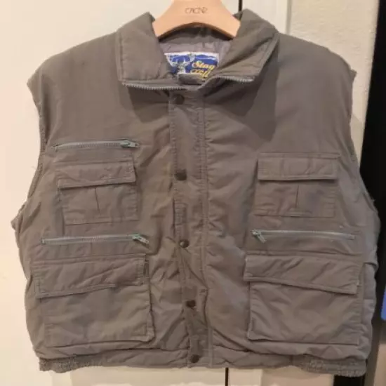 VINTAGE Haband Stag Hill Hunting Utility Button Vest Gray Mens Large