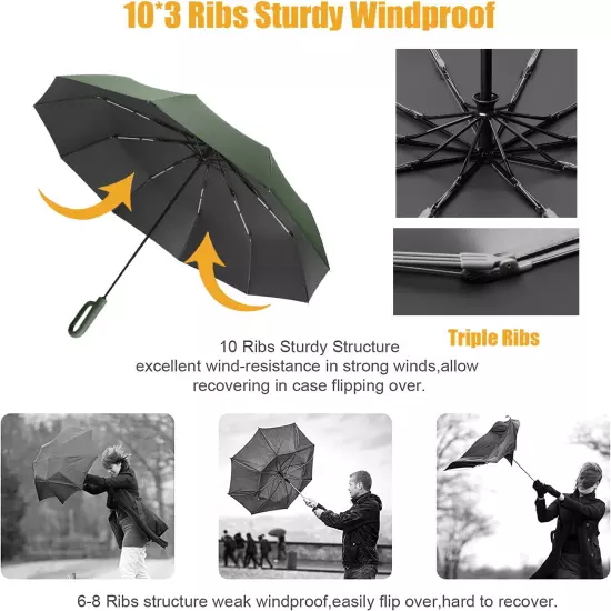 Travel Folding Golf Umbrella 10 Ribs Automatic Open/Close,Lightweight Compact 99