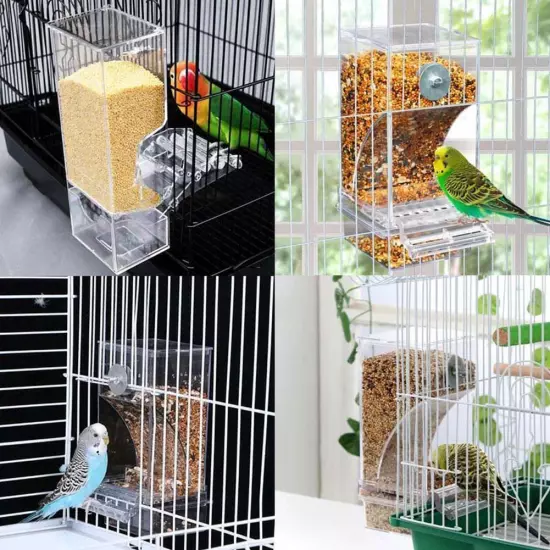 No Mess Bowl Auto Cage Bird Feeder Cup Automatic ParrotsCanary Cockatiel; N8Q8