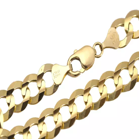 14k Solid Yellow Gold Cuban Link 3.5mm-12mm Chain Necklace Bracelet 7"-30"