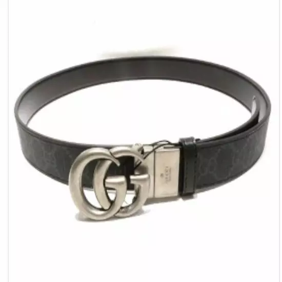 GUCCI BLACK brushed Silver Marmont Belt 48 120 cm box reversible