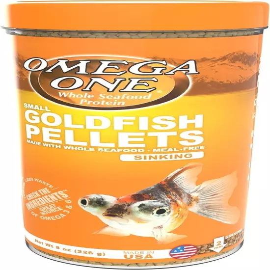 Omega One Goldfish Pellets, Sinking, 2mm Small Pellets, 8 oz