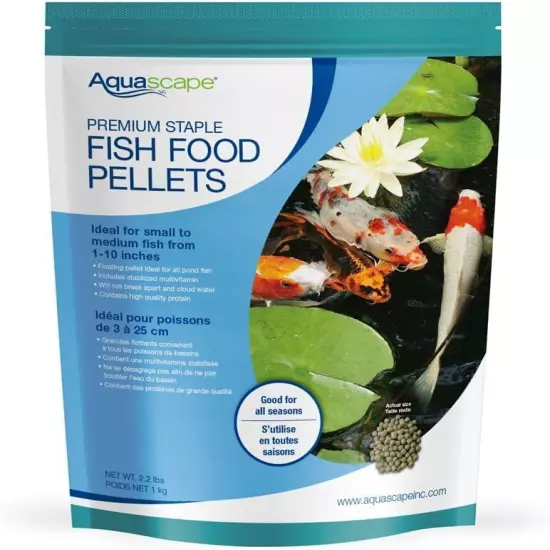 Aquascape Premium Staple Fish Food Pellets for Small to Medium Pond Fish, Medium