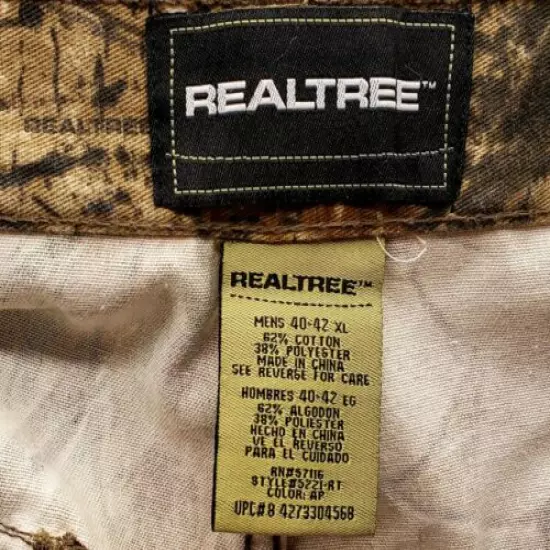 Real Tree Men's Pants Camouflaged Pockets Size 40x42 Hunting Camping Comfort