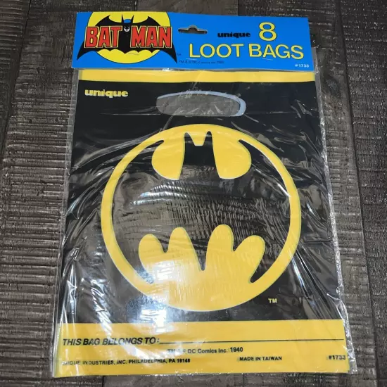 Vintage 1982 Batman Candy Loot Bags Party Supplies Pack of 8 DC Comics