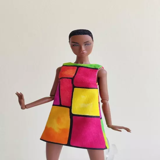 Red & Yellow Color Block dress for Poppy Parker, Nu face, Nippon by Olgaomi