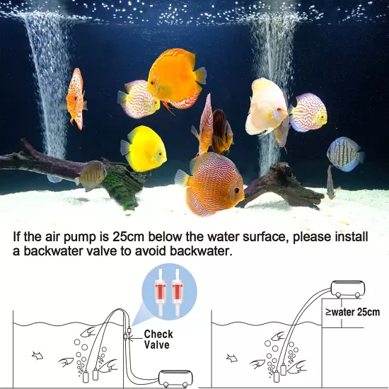 Aquarium Air Pump,3.5W 5W Dual Outlet Oxygen Pump with 2 Air Stone,Adjustable Ai