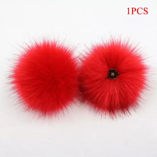 Fluffy Faux Fox Fur Pompom 8cm Pom Poms Ball with Dark Buckle DIY for Hat Bags"