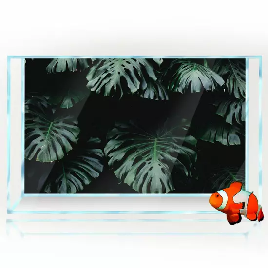 Aquarium Décor Background Sticker, Green Leaves Fish Tank Poster