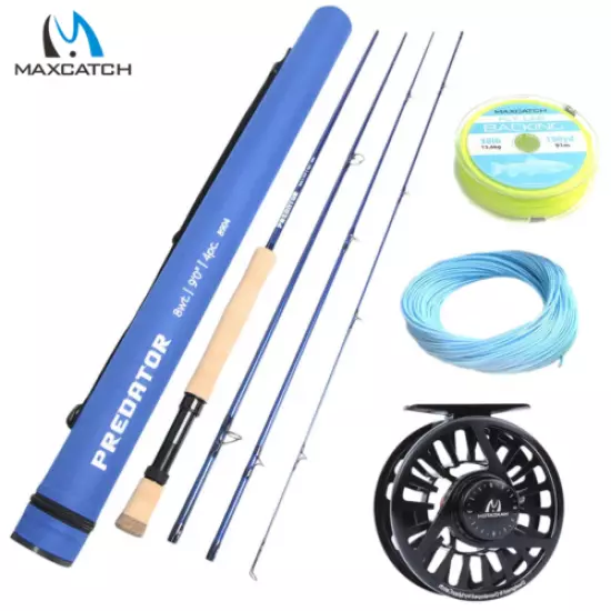 Maxcatch 9FT Saltwater Fly Fishing Rod And Reel Combo 8/9/10wt Rod,Reel,Line Kit