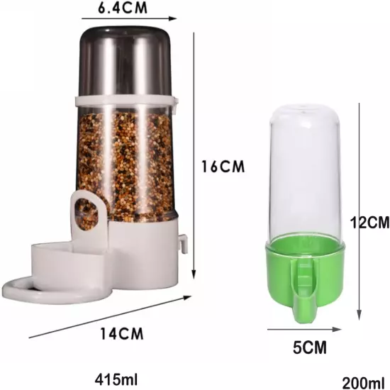 2Pcs/Set Automatic Bird Cage Feeder Bird Food Feeder Water Bottle with 