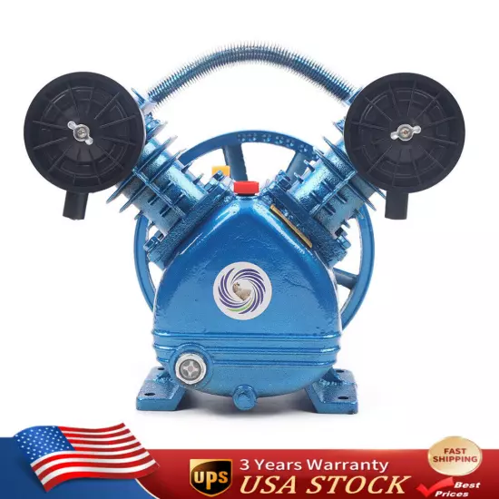 2 Piston Air Compressor Head Pump V Style Twin Cylinder Single Stage 2HP 115PSI