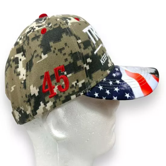 Donald Trump 45 Hat Keep America Great Bald Eagle US Flag Military Digital Camo