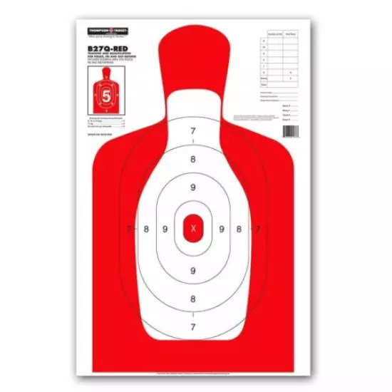 Thompson Target | B27Q-Red Silhouette Qualification Shooting Targets - 25"x38"