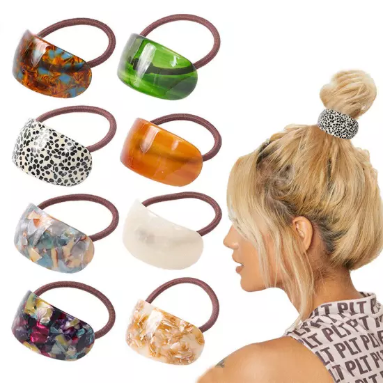 Women Girls Elastic Acetate Matte Hair Scrunchies Rope Tie Ring Ponytail Holder,