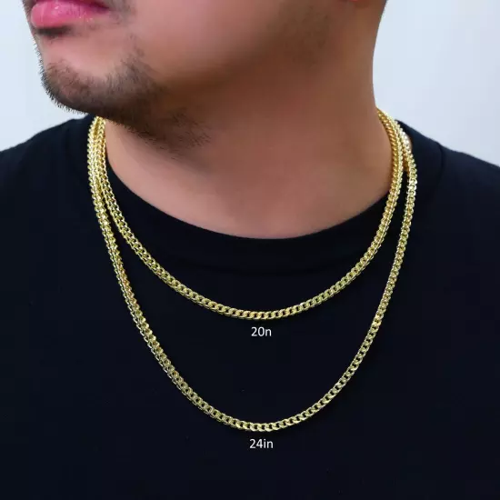 14K Yellow Gold 1.5mm-5mm Franco Square Box Chain Necklace Mens Womens 16"- 30"